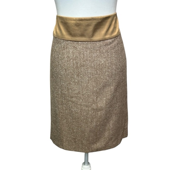 Arden B Tan Skirt with Gold Bow And Waistband - Picture 2 of 6